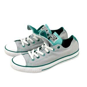 Converse Chuck Taylor Double Tongue Shoes Junior Sz 6 Sneakers Gray Teal Canvas